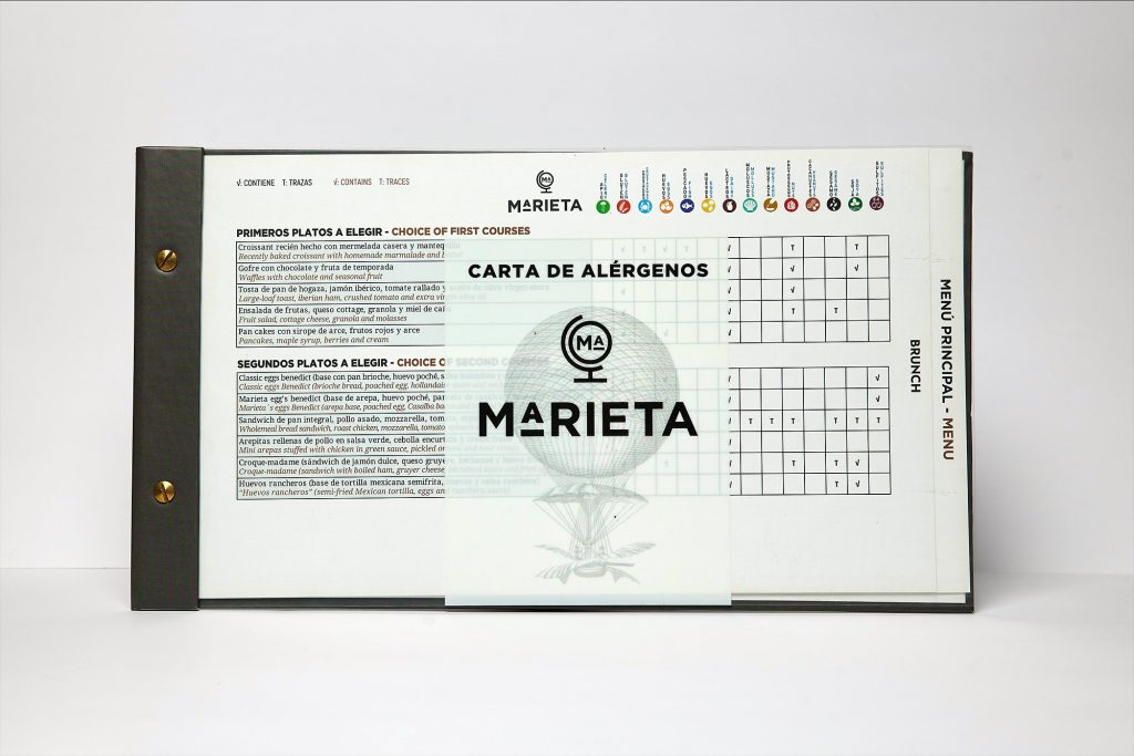Carta de alérgenos impresa