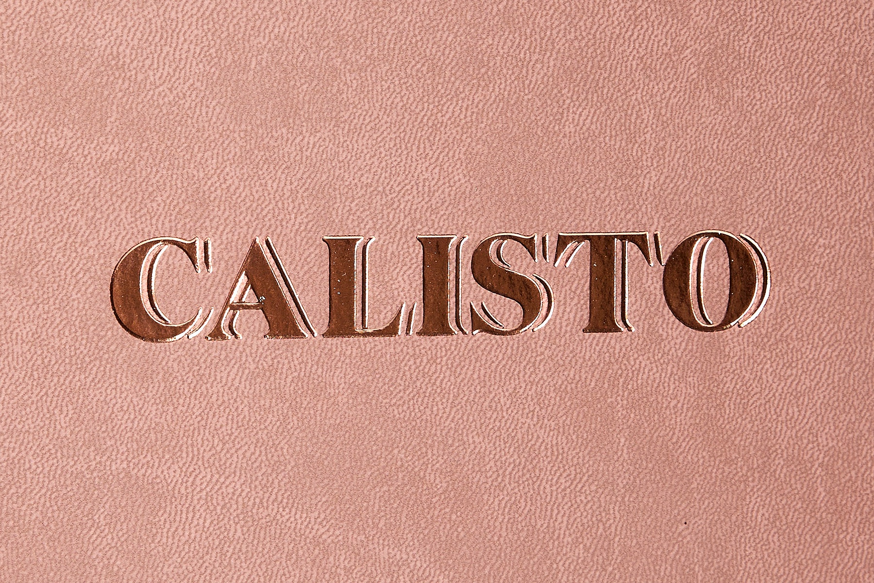 Calisto menu with pink foil