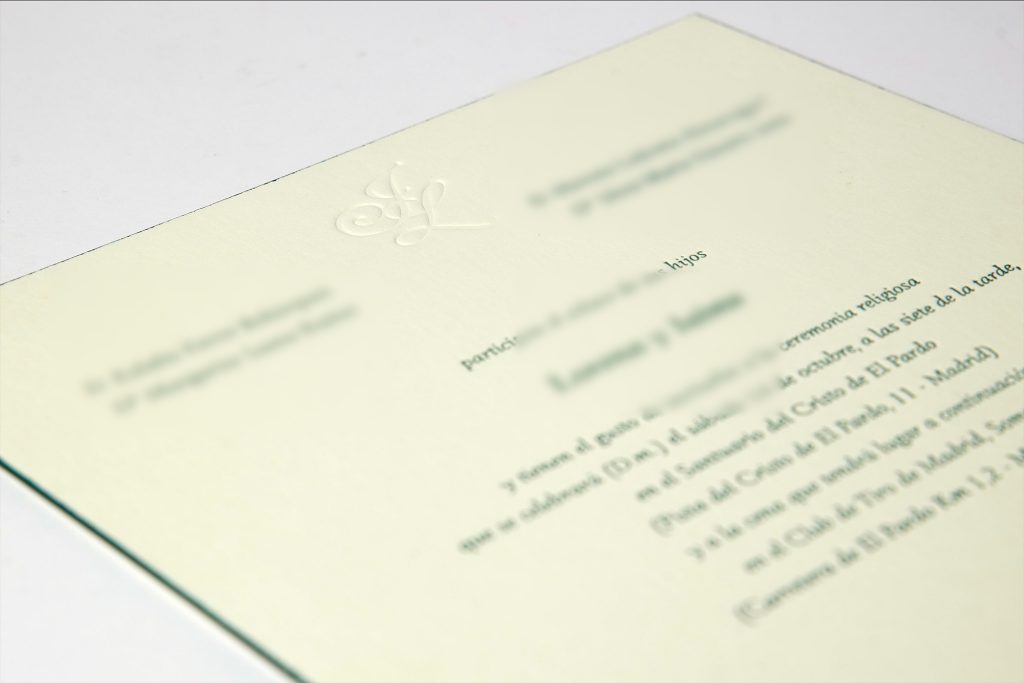 Invitación de boda en letterpress
